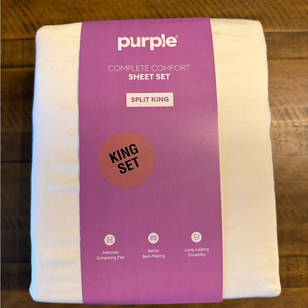 Purple Complete Comfort Split King Sheet Set Cream